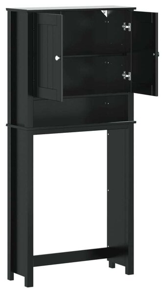VidaXL BERG fekete tömör fa mosógépszekrény 76 x 27 x 164,5 cm