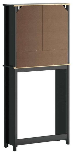 VidaXL BERG fekete tömör fa mosógépszekrény 76 x 27 x 164,5 cm