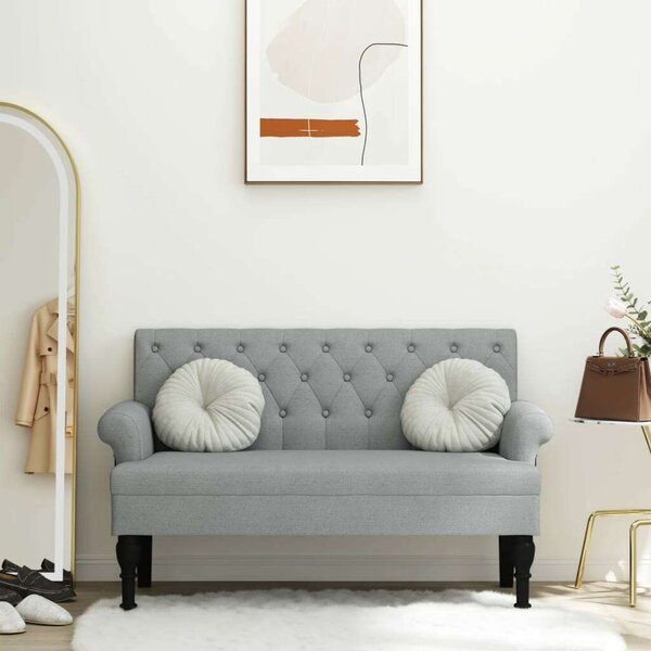 VidaXL világosszürke szövet pad háttámlával 120 x 62 x 75,5 cm