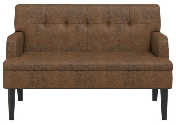 VidaXL barna műbőr pad háttámlával 112x65,5x75 cm