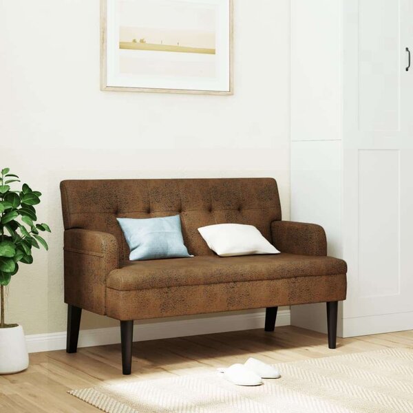 VidaXL barna műbőr pad háttámlával 112x65,5x75 cm
