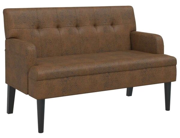 VidaXL barna műbőr pad háttámlával 112x65,5x75 cm