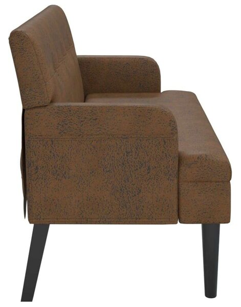 VidaXL barna műbőr pad háttámlával 112x65,5x75 cm