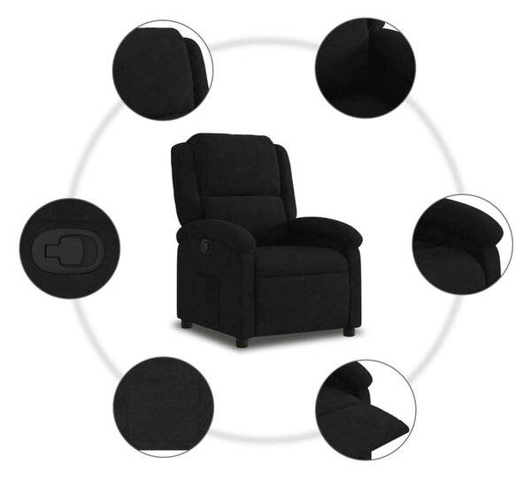 VidaXL Dönthető Fotel - Bársony - Fekete