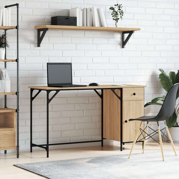 VidaXL sonoma tölgy szerelt fa számítógépasztal 131 x 48 x 75 cm