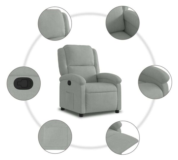 VidaXL Dönthető Fotel - Bársony - Világosszürke