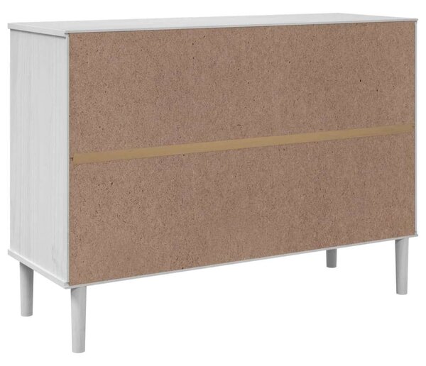 VidaXL SENJA Fenyőfa Tálalószekrény - Fehér - Rattan - 112x40x80 cm
