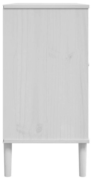 VidaXL SENJA Fenyőfa Tálalószekrény - Fehér - Rattan - 112x40x80 cm