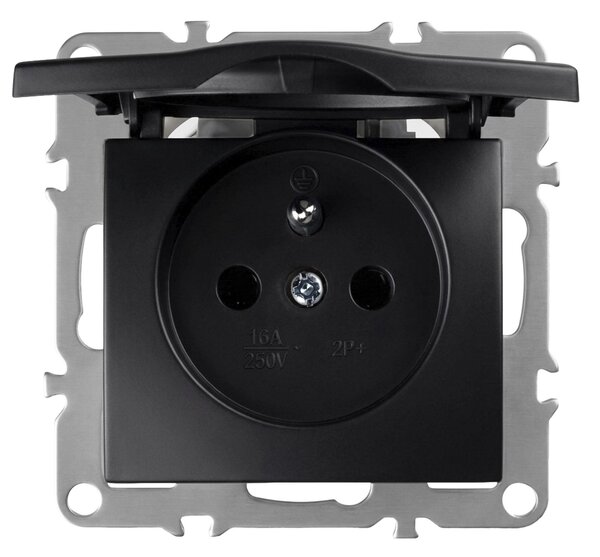 Egyszeres földelt aljzat és fedéllel OSTE JNH005-G Black
