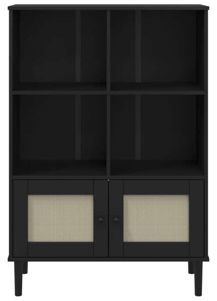 VidaXL SENJA Magasszekrény - Fekete Fenyőfa - 90x35x130 cm