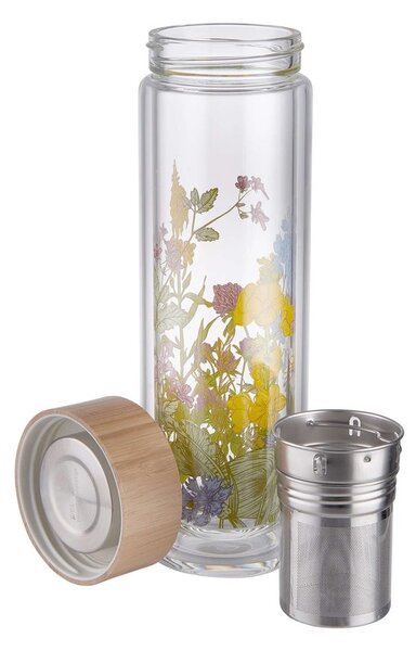 TEA TENDER teás üveg kivehető szűrővel, virágok 450 ml