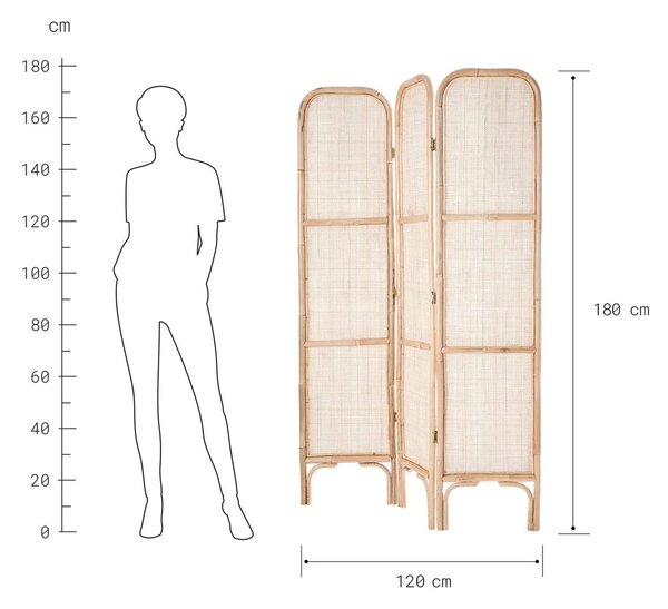 BOHO LOUNGE rattan paraván 120x180cm