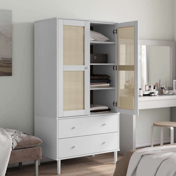 VidaXL SENJA Ruhásszekrény - Fehér Rattan - 90x55x175 cm