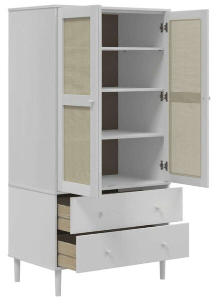 VidaXL SENJA Ruhásszekrény - Fehér Rattan - 90x55x175 cm