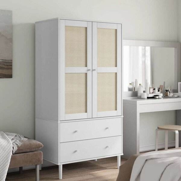 VidaXL SENJA Ruhásszekrény - Fehér Rattan - 90x55x175 cm