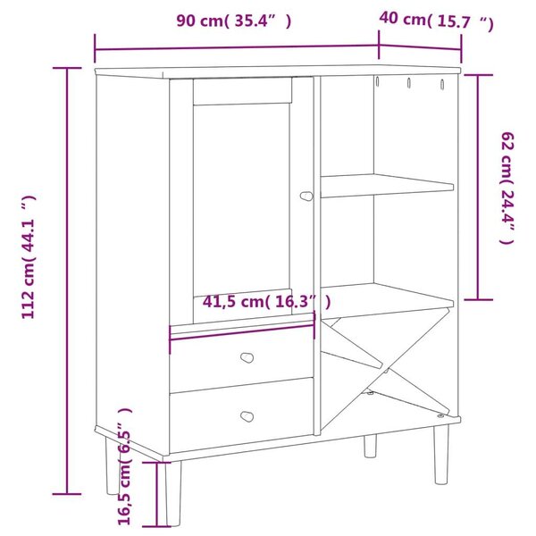 VidaXL SENJA Polcos Szekrény - Fehér - 90x40x112 cm