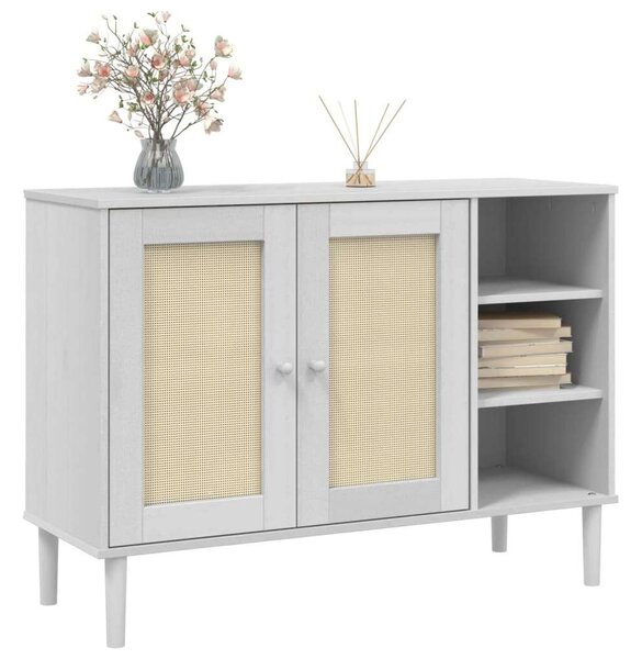 VidaXL SENJA Tálalószekrény - Fehér Rattan - 112x40x80 cm