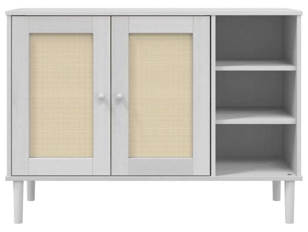 VidaXL SENJA Tálalószekrény - Fehér Rattan - 112x40x80 cm