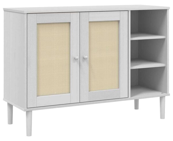 VidaXL SENJA Tálalószekrény - Fehér Rattan - 112x40x80 cm