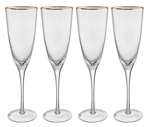 GOLDEN TWENTIES pezsgős pohár arany szegéllyel 250 ml, 4 db-os készlet