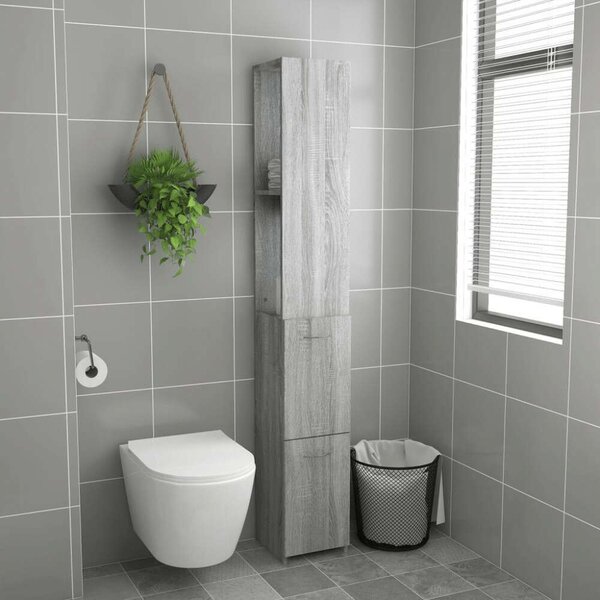 VidaXL szürke sonoma színű szerelt fa fürdőszobaszekrény 25x25x170 cm