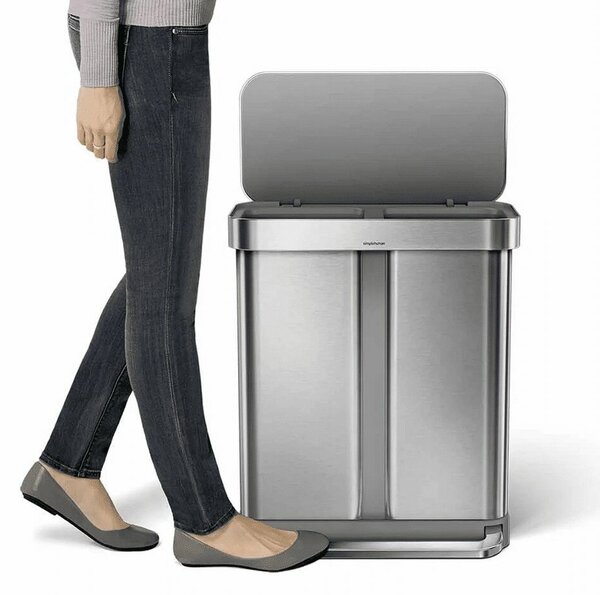 Simplehuman Két Rekeszes Pedálos Szelektív Szemetes - 58L