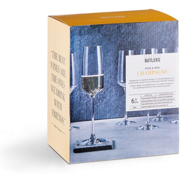 WINE & DINE pezsgős pohár, 250 ml, 6 db-os készlet