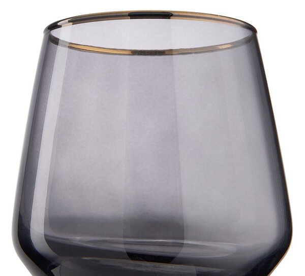 TOUCH OF GOLD vizespohár arany szegéllyel, szürke 345 ml, 6 db-os készlet