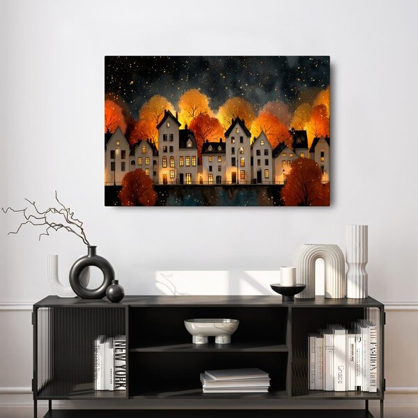 Kép karácsonyi falu csillagok alatt