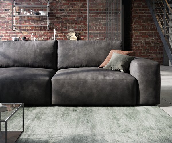 DELIFE Nagy kanapé Lanzo 230x95 cm bőr imitáció vintage antracit