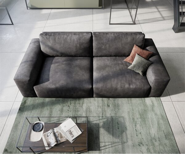 DELIFE Nagy kanapé Lanzo 230x95 cm bőr imitáció vintage antracit