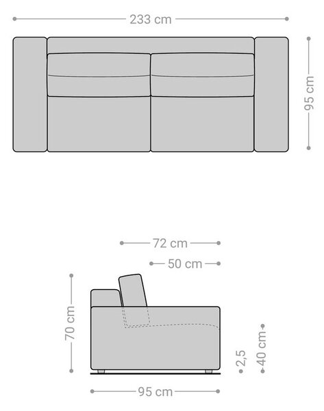 DELIFE Nagy kanapé Lanzo 230x95 cm kordbársony bézs