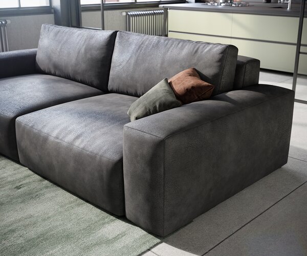 DELIFE Nagy kanapé Lanzo 230x95 cm bőr imitáció vintage antracit