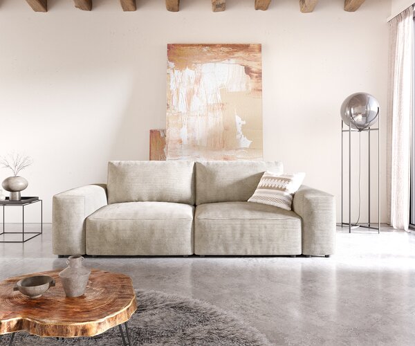 DELIFE Nagy kanapé Lanzo 230x95 cm kordbársony bézs