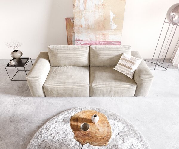 DELIFE Nagy kanapé Lanzo 230x95 cm kordbársony bézs