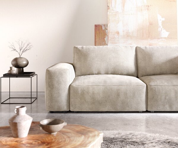DELIFE Nagy kanapé Lanzo 230x95 cm kordbársony bézs
