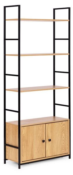 KÉSZLETKISÖPRÉS! Intenso Home 5 szintes könyvespolc ajtóval 59 x 144cm (Aranytölgy) | Univerzális tároló állvány fém lábakkal
