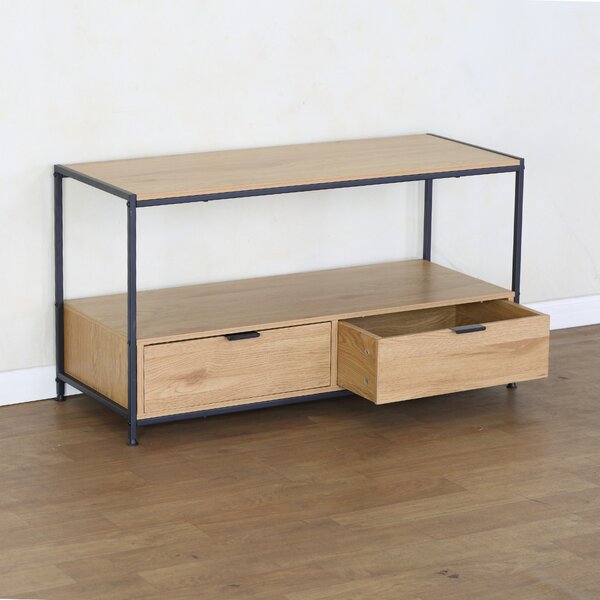 KÉSZLETKISÖPRÉS! Intenso Home dohányzóasztal fiókkal 100 x 40cm (Aranytölgy) | Masszív fém váz, praktikus fiók