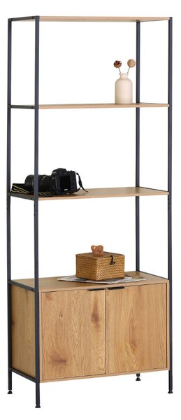 KÉSZLETKISÖPRÉS! Intenso Home 5 szintes könyvespolc ajtóval 68 x 176cm (Aranytölgy) | Univerzális tároló állvány fém lábakkal
