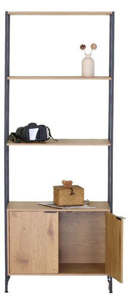 KÉSZLETKISÖPRÉS! Intenso Home 5 szintes könyvespolc ajtóval 68 x 176cm (Aranytölgy) | Univerzális tároló állvány fém lábakkal