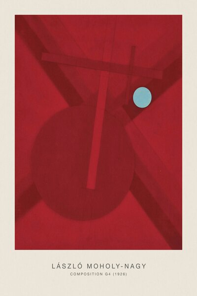 Festmény reprodukció Composition G4 (Original Bauhaus in Red, 1926) - Laszlo / László Maholy-Nagy, (26.7 x 40 cm)