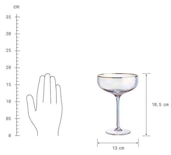 SMERALDA pezsgős pohár arany szegéllyel 400ml, 4 db-os készlet