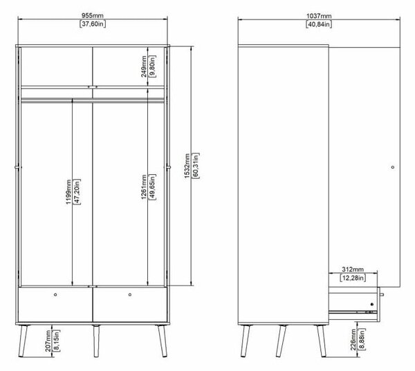 Antracitszürke ruhásszekrény 99x200 cm Bodo – Tvilum