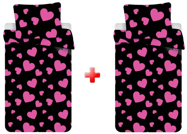 Szerelem Pink Hearts dupla ágyneműhuzat 140×200cm, 70x90 cm