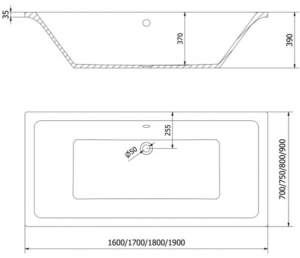 Mexen Cube téglalap alakú kád 160 x 70 cm, fehér - 55051607000