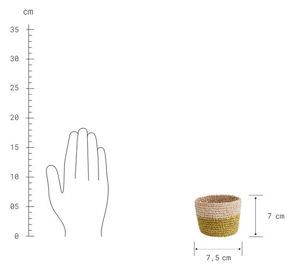 ISALO raffia kosár, natúr-sárga Ø8cm