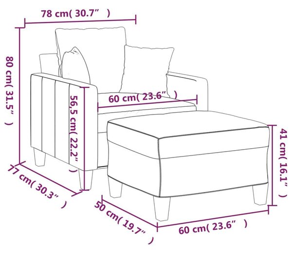 VidaXL krémszínű szövet kanapéfotel lábtartóval 60 cm