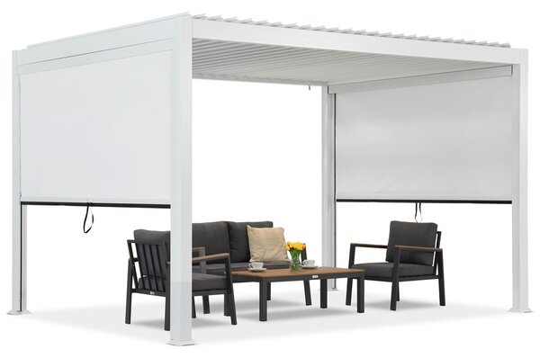 Lagos 3x4 szabadon álló terasz pergola 3m-es oldalsó redőnnyel Garden Point fehér