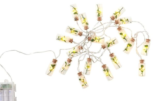 URBAN JUNGLE égősor USB kábellel, befőttes üveg / levél 20 égő
