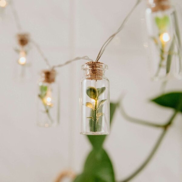 URBAN JUNGLE égősor USB kábellel, befőttes üveg / levél 20 égő